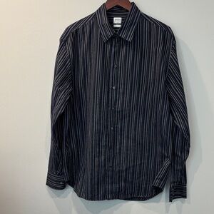 Armani Collezioni Men's Black Striped Shirt